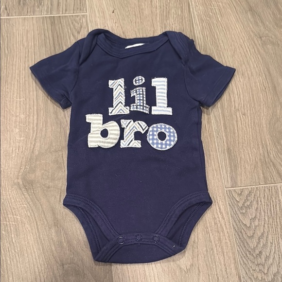 Mud Pie Lil Bro Navy Blue Baby Onesie 6M - Picture 1 of 3